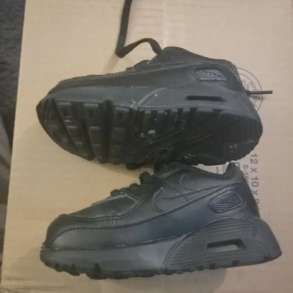 Nike Toddlers Air Max 90 LTR CD686-001 Black Lace Up Sneaker Shoes Size US 7C